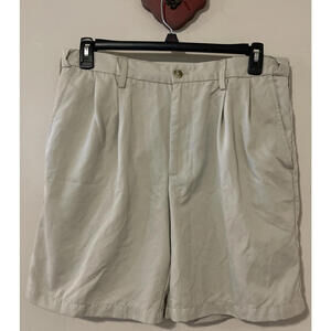 Arrow Mens Size 36 Beige Chino Style Pleated-Front Casual Shorts! A2003